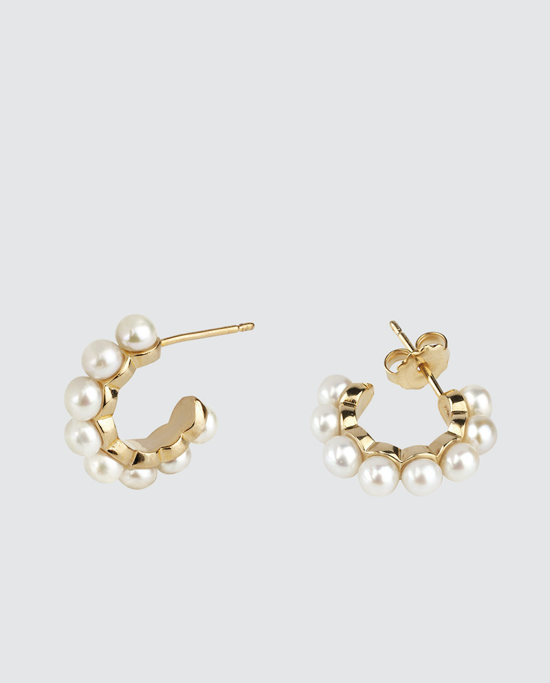 Vidal & Vidal hoop earrings by Rosanna Zanetti golden with pearls