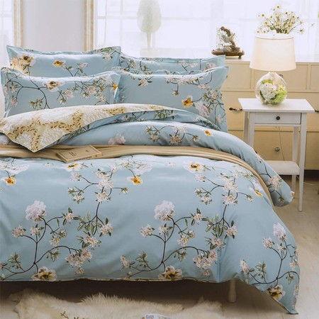 Langde Quilt Set Theme Nordic Flowers 220 X 240 Cm 2 X 50 X 75 Cm Pillow Cases For Bed 150 160 Ethnic Bedding Set