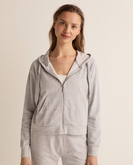 Women's zippered sweatshirt with hood and pockets