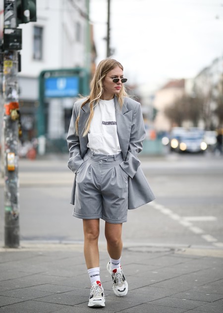 street style shorts suit