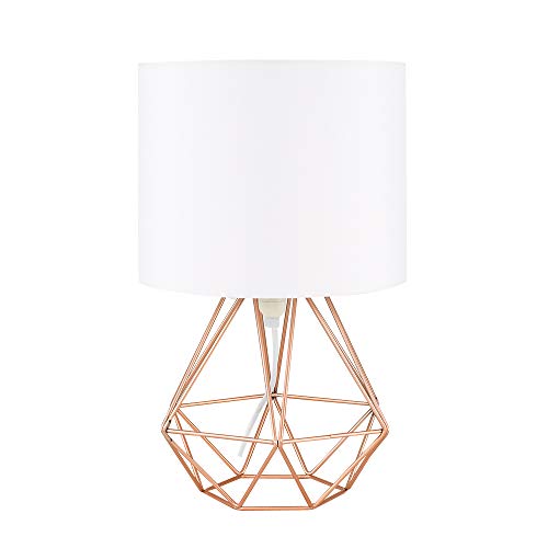 MiniSun - Modern Table Lamp - Innovative Copper Cage Style Base - White Screen - Interior Lighting