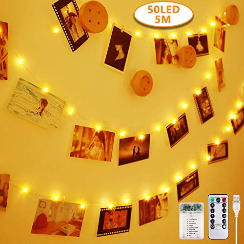 Anpro Chain Clip LED Light Photo, 5M 50 LED,Light Strip,Light Garlands for Wall Decoration,Party,Wedding,Room