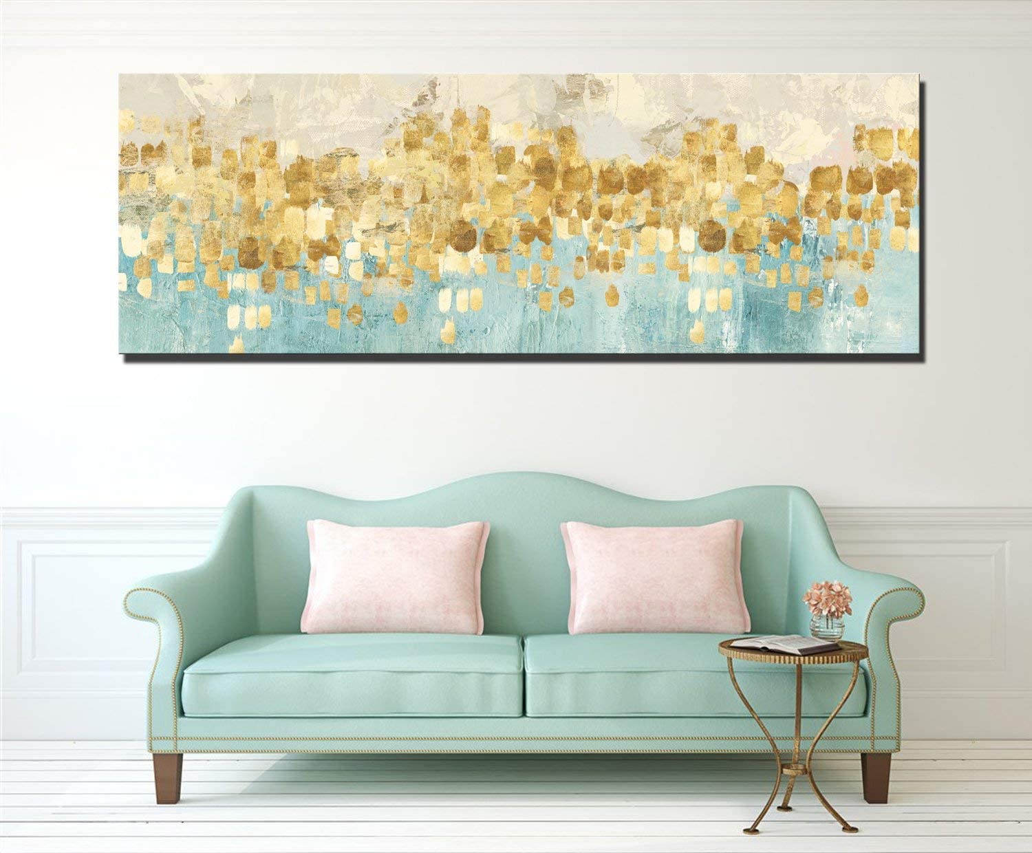 Fajerminart Canvas Art - Canvas Prints Wall Art - Gold Canvas Art, Modern Canvas Prints Modern Bedroom Art on Canvas Large Canvas Art(unframed)(50x150cm)