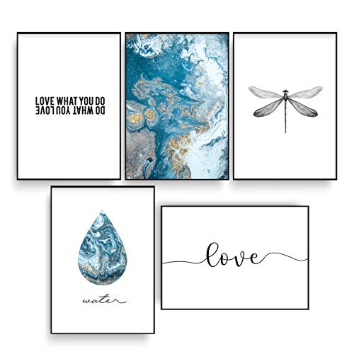 Decowood - Pack of 5 Posters Water - Framing sheets size A3 and A4