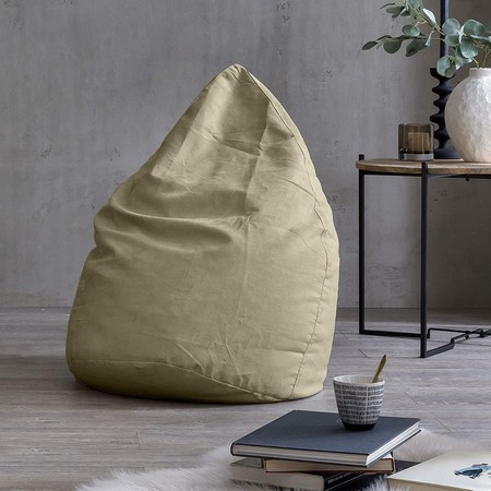 Lumaland Beanbag Pouf Ottoman Armchair Nino Puff Xl Comfortline 120 Lt Beige Reinforced Stitching