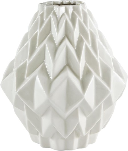 Rivet Stoneware Flower Vase Modern Geometric Design 17 5 Cm WhiteRivet Stoneware Flower Vase, Modern Geometric Design, 17,5 cm, white