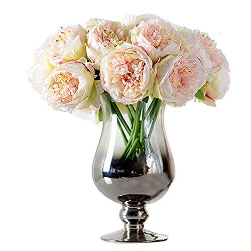 ZUMUii - Bouquet with 5 artificial flowers, peonies, champagne