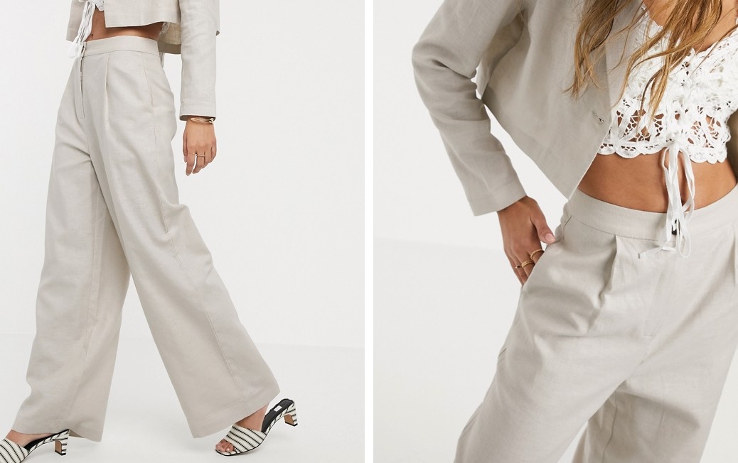 Suit Pants with Wide Linen Legs