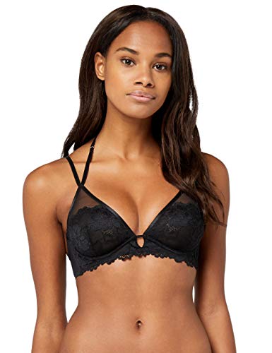 Amazon Brand - IRIS & LILLY Lace Bralette Women, Black Beauty, M, Label: M