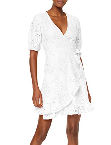 Amazon brand - find. Women's Short Cotton Crossover Dress, White (Bright White), 48, Label: 3XL