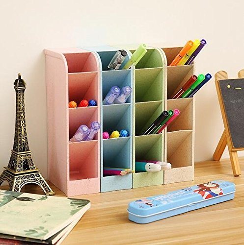 Desk organizer for pencils, storage boxes for offices, teachers, schools, markers, gel pens, brushes, 16 compartments in 4 colors