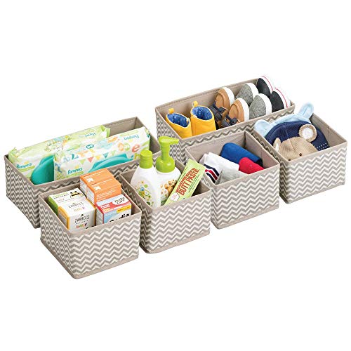 mDesign Storage Boxes set of 6 - Storage boxes for clothes, towels, sheets - Ideal storage boxes for optimal order - Colour: taupe/natural