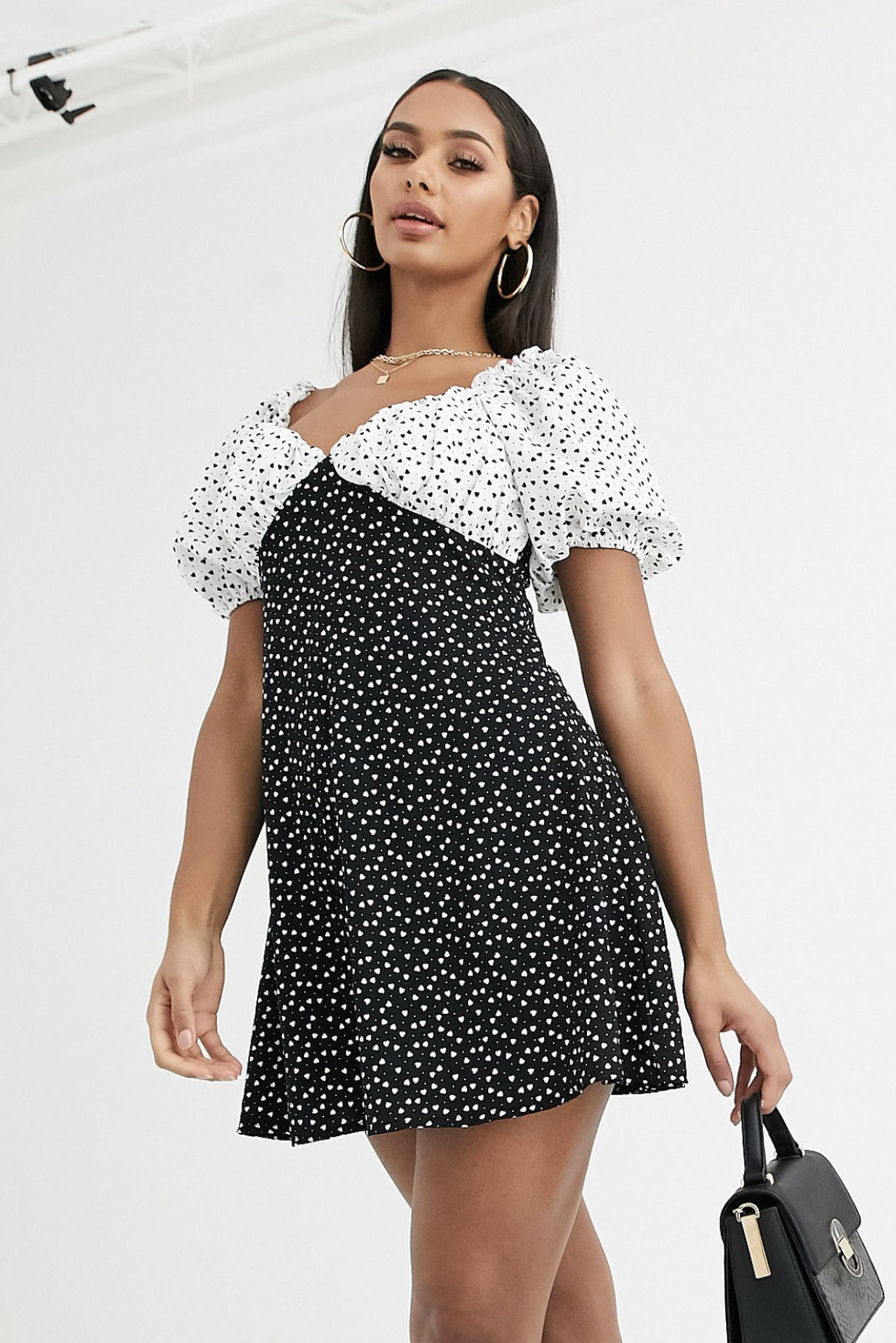 Missguided monochrome heart print tabletop minidress