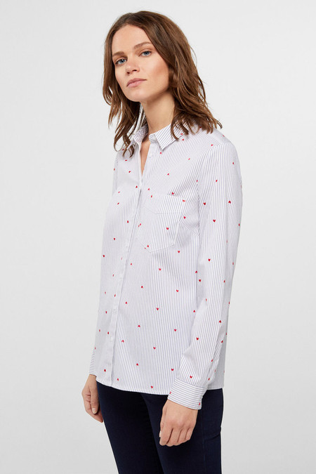 White Denim Shirt with Slim Fit Heart Shirt