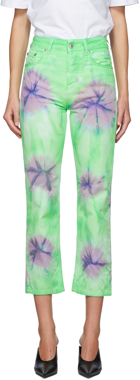 Msgm Green Tie Dye Sport Jeans