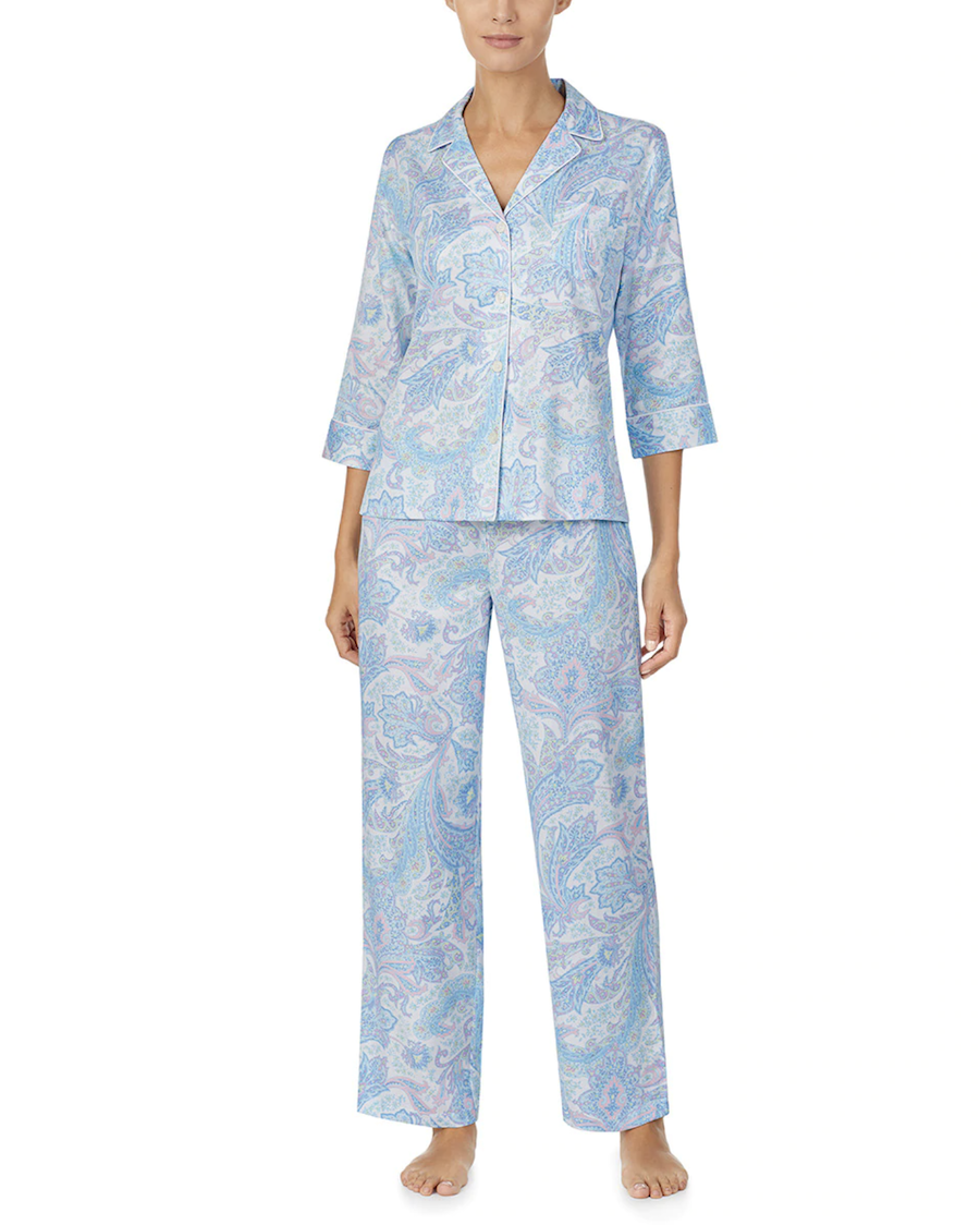 Classic Wovens three quarter sleeve paisley print women's pajamas