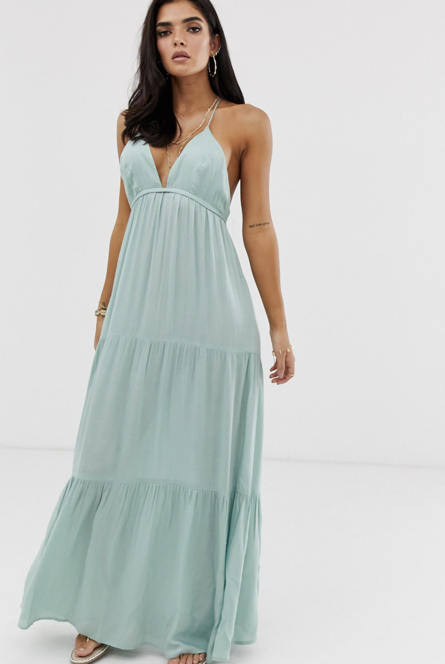 Long mint back beach dress by ASOS DESIGN