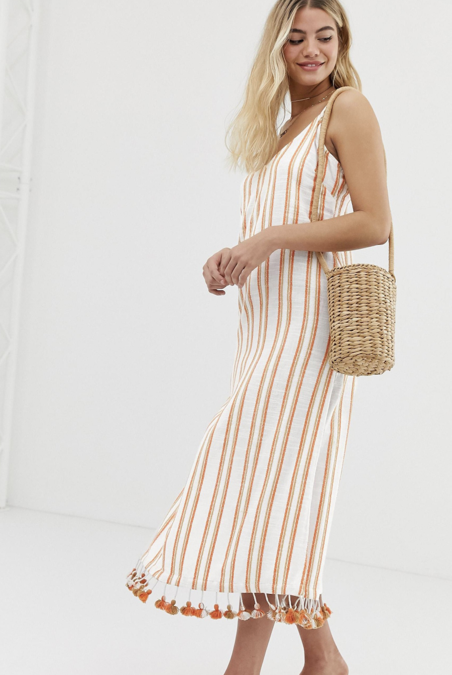 Midi dress with embroidered stripes Vanita by Tigerlily