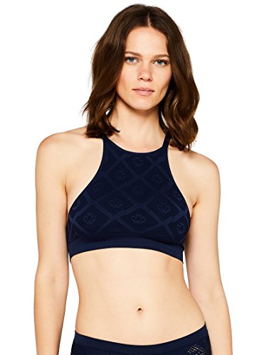 Amazon Brand - IRIS & LILLY Women's Crochet Bra, Blue (Navy), L, Label: L