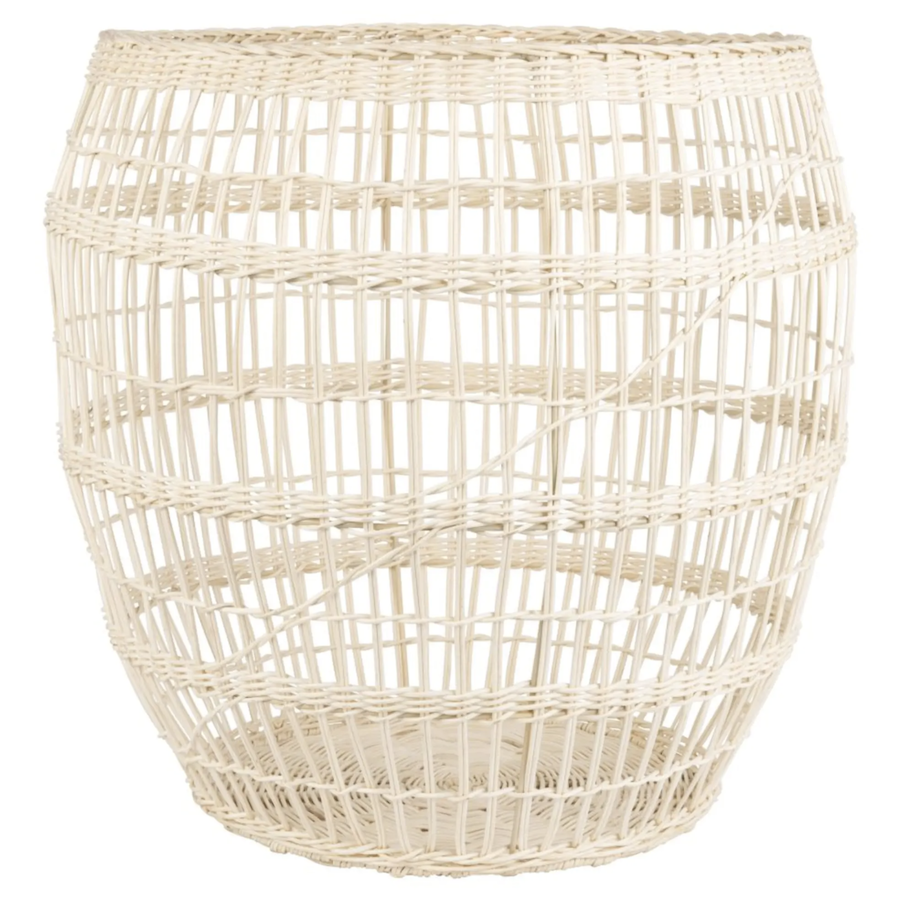 White openwork wicker basket