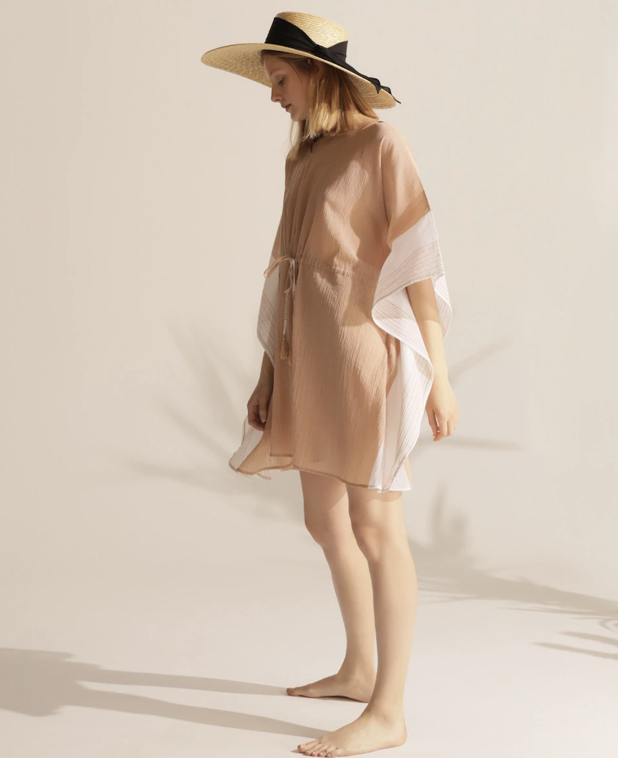 Soft Caramel short caftan bicolor