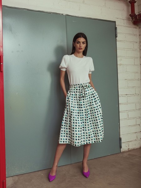 Polka Dotted Cotton Skirt
