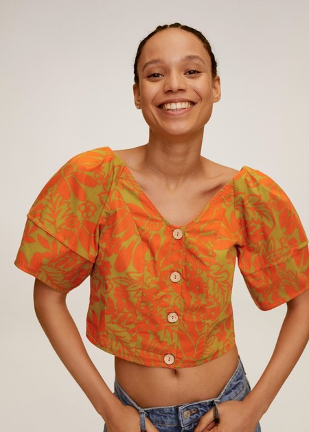 Tropical Print Blouse Mango 03