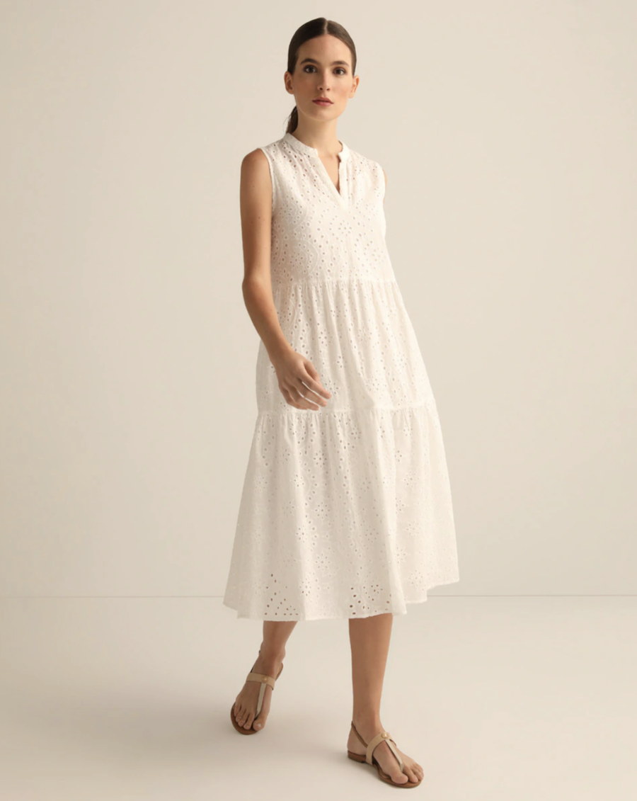 White dress with openwork 100% cotton