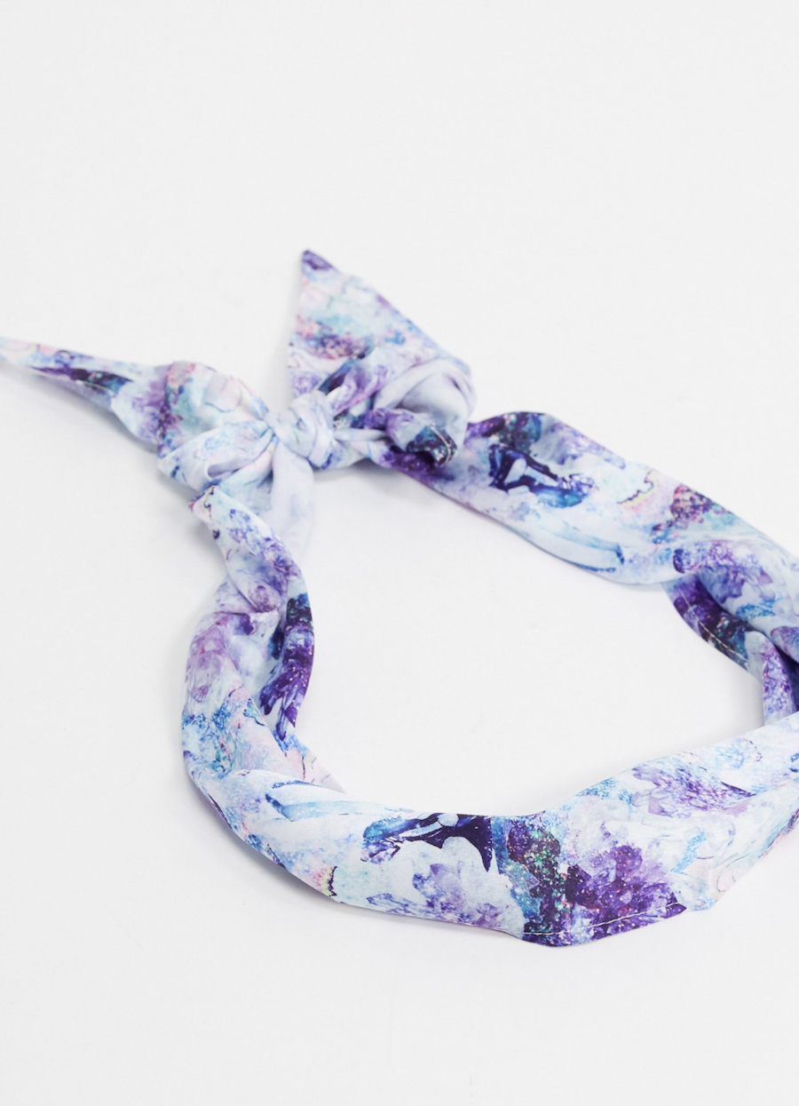 Long scarf with block design, crystals and multicolour print by ASOS DESIGN