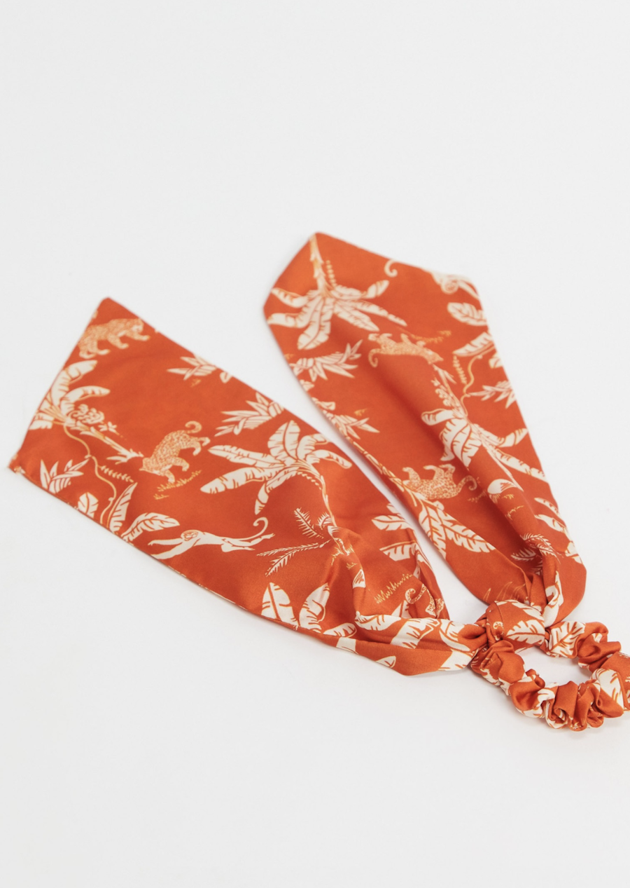 Leopard print orange head scarf with ASOS DESIGN palms