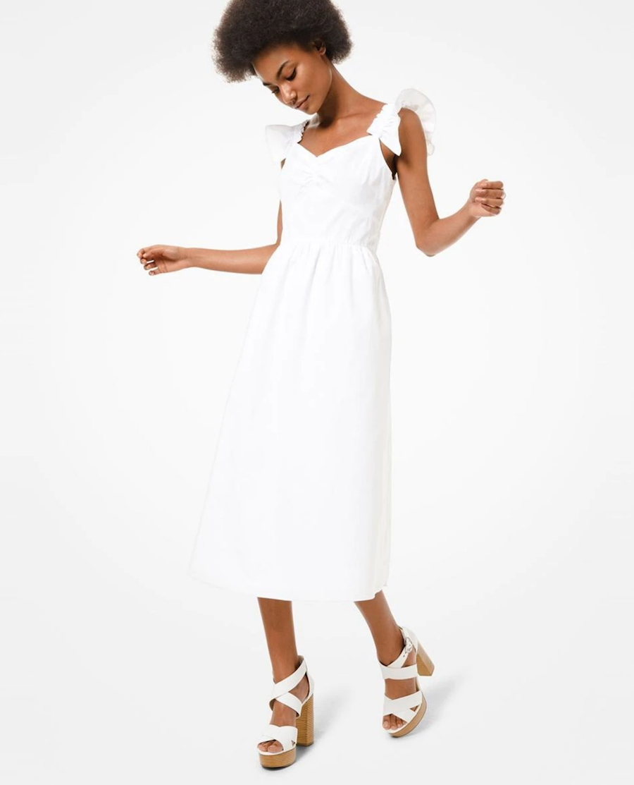 Midi cotton dress with ruffles