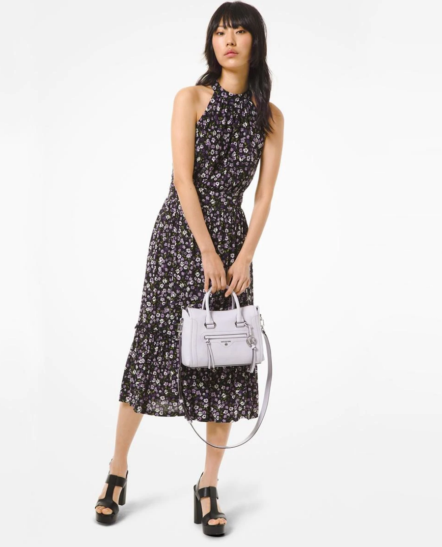 Halter neck midi dress with floral print