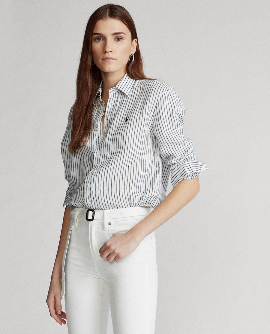 Striped linen women's shirt