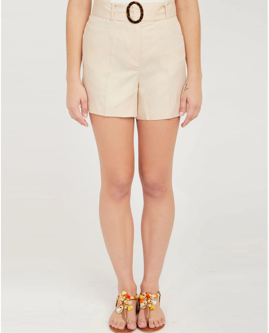 Women's linen shorts with belt