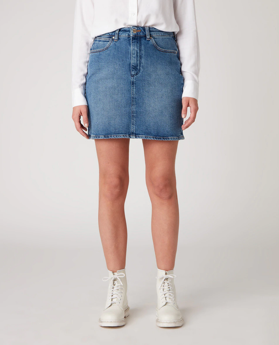 Blue denim skirt