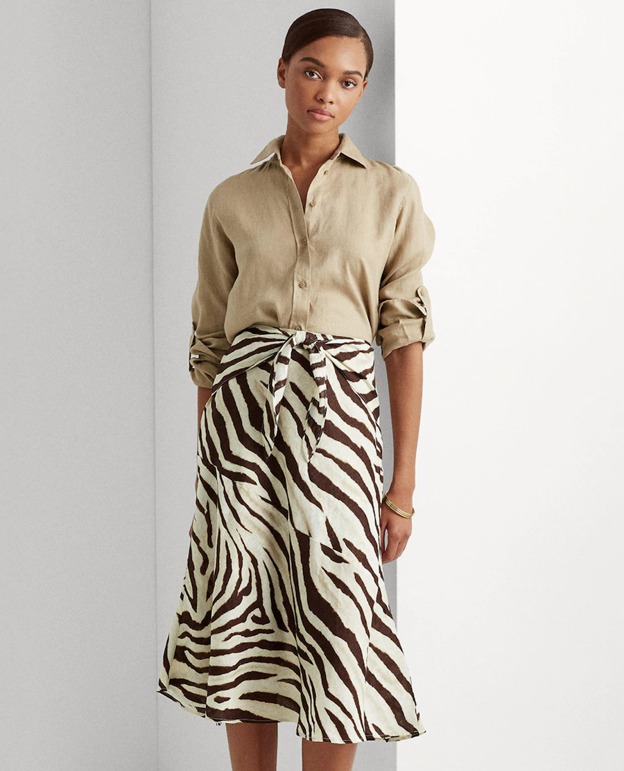 Midi skirt with animal print