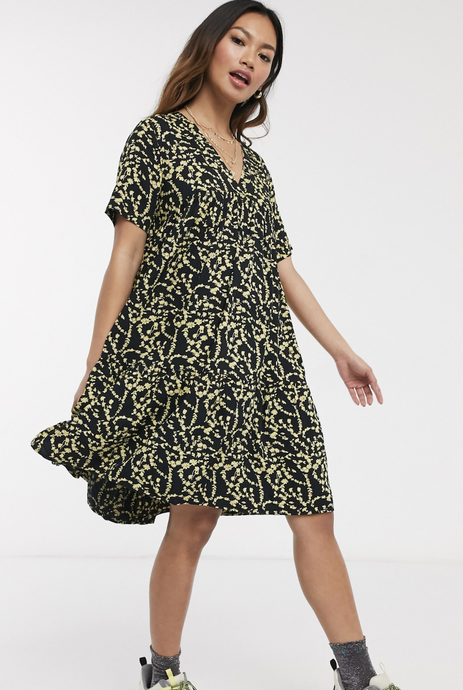 Short-sleeved floral print Nadin de Pieces dress