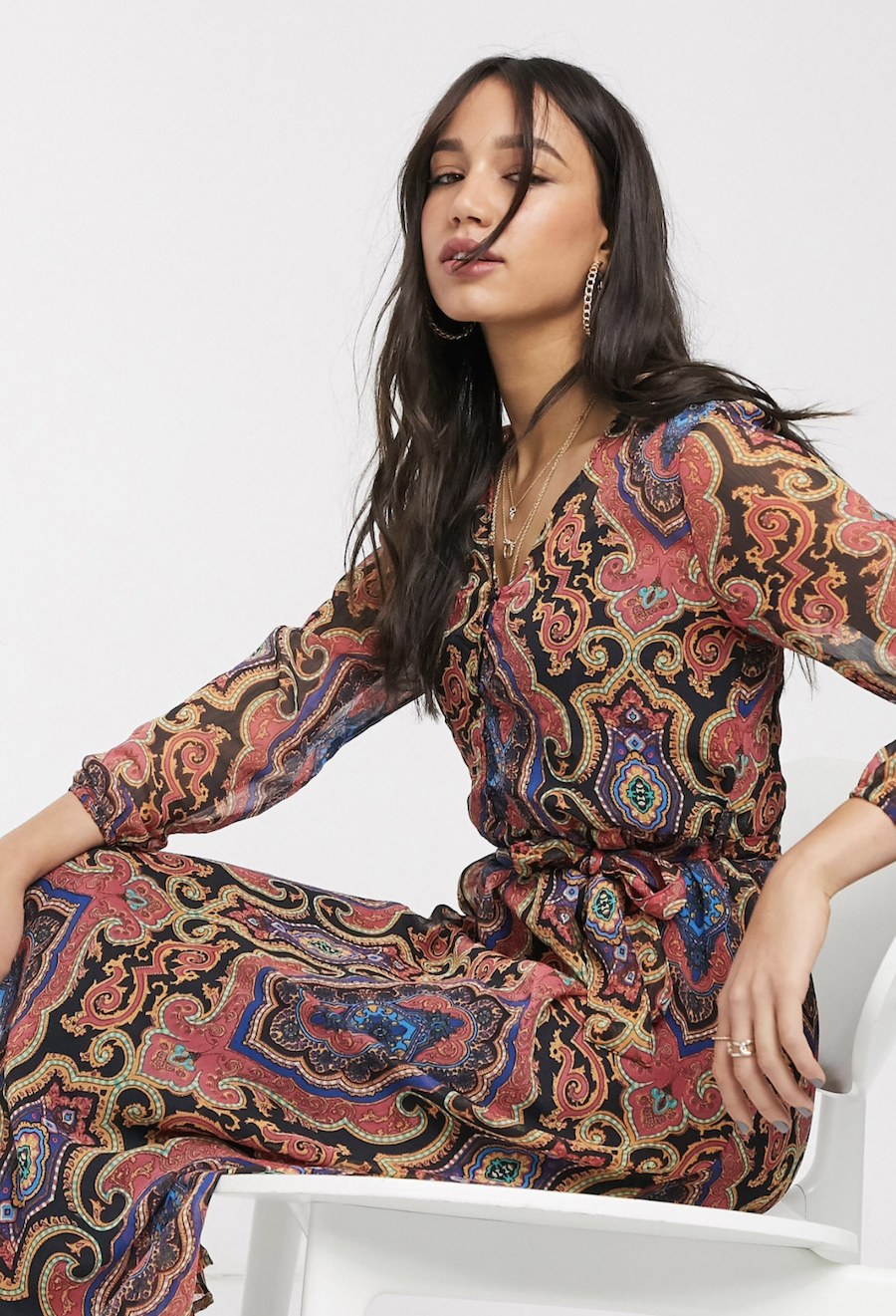 Multicolored long dress with cashmere print by Only