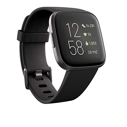 Fitbit Versa 2 - Health and Fitness Smartwatch, Black/Charcoal, with integrated Alexa