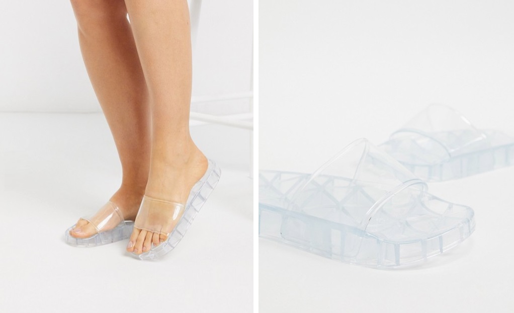 Transparent design pool slippers