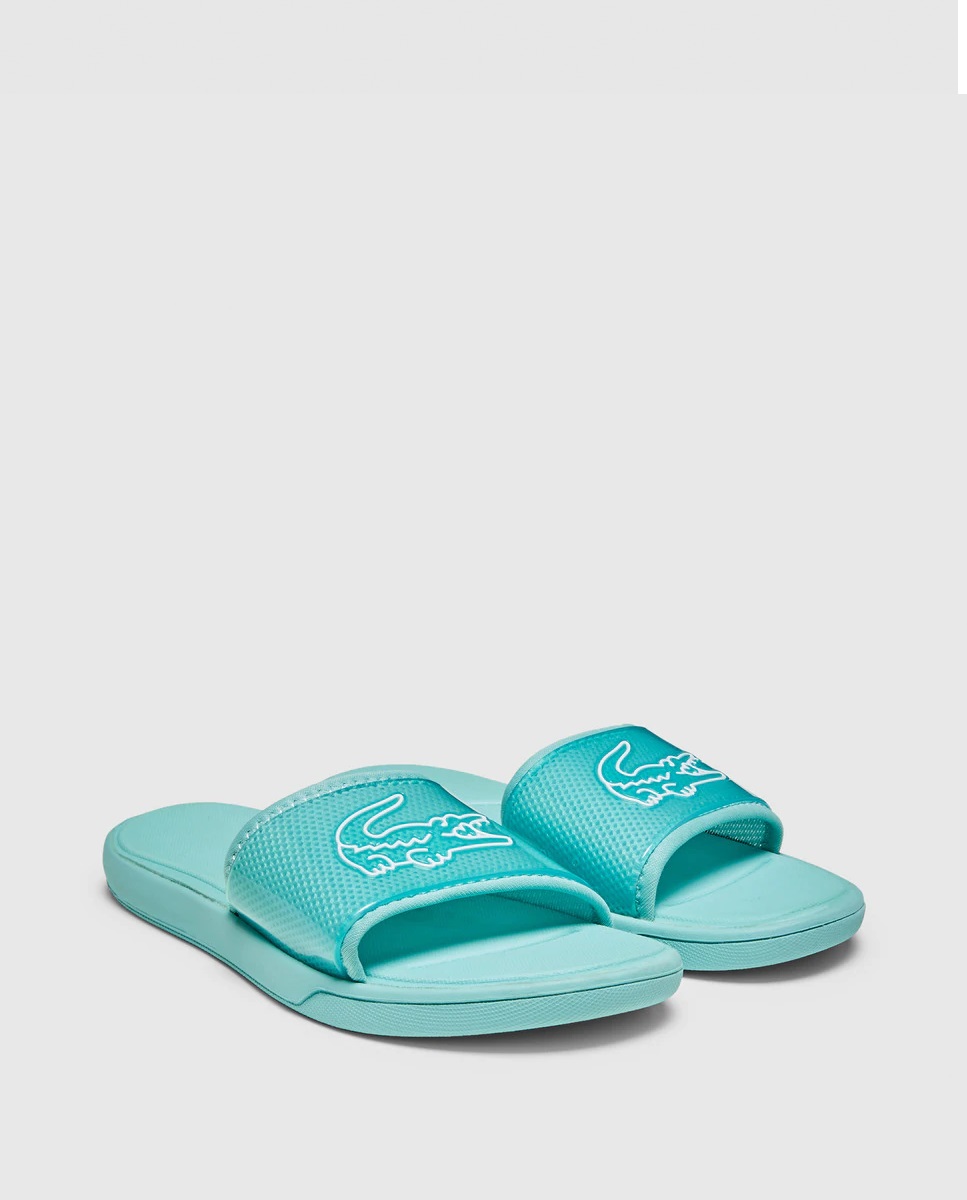 Green mint slippers with Lacoste logo