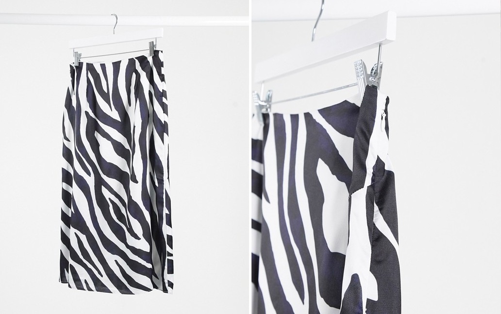 Satin skirt with zebra print opening