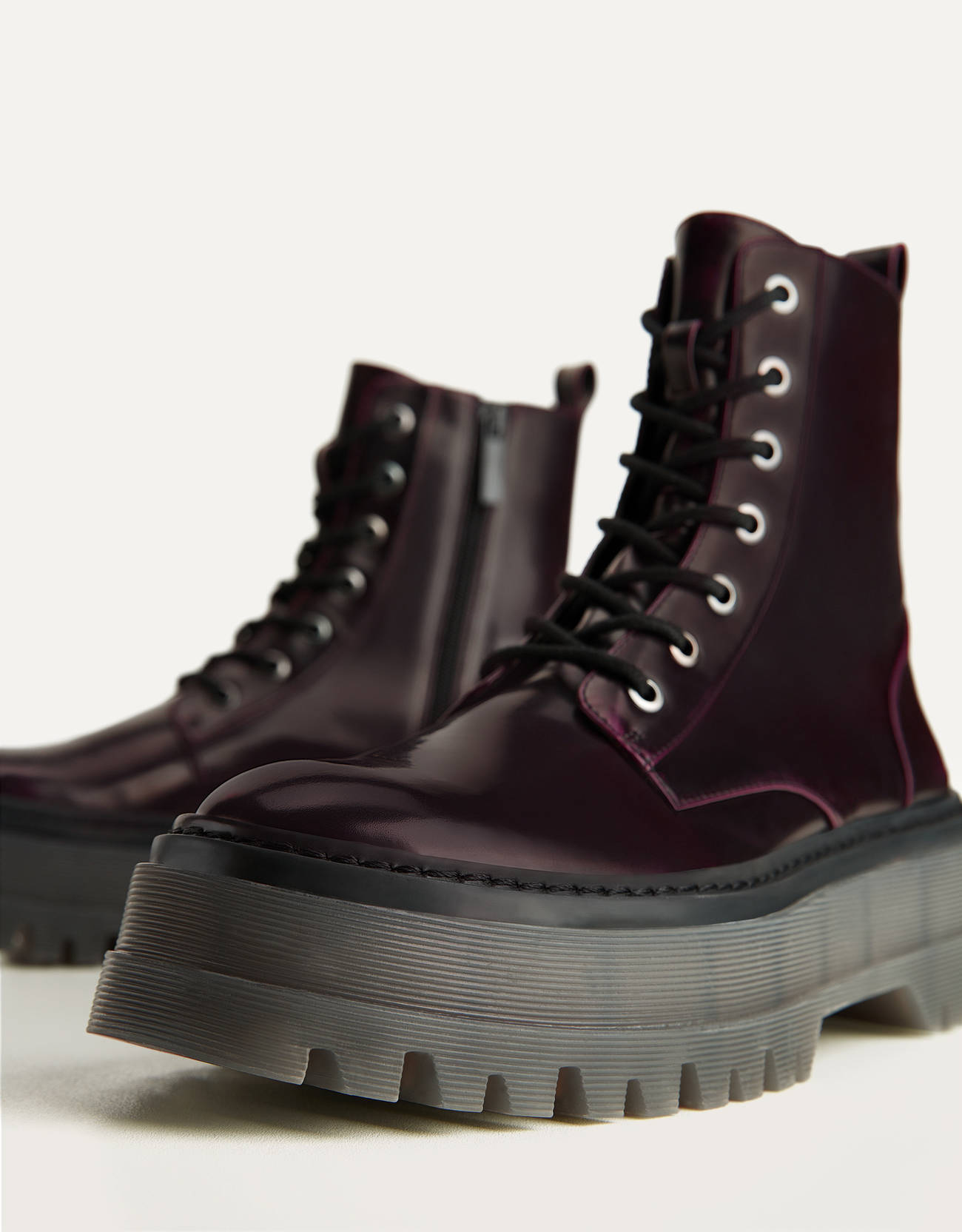 Military burgundy boots