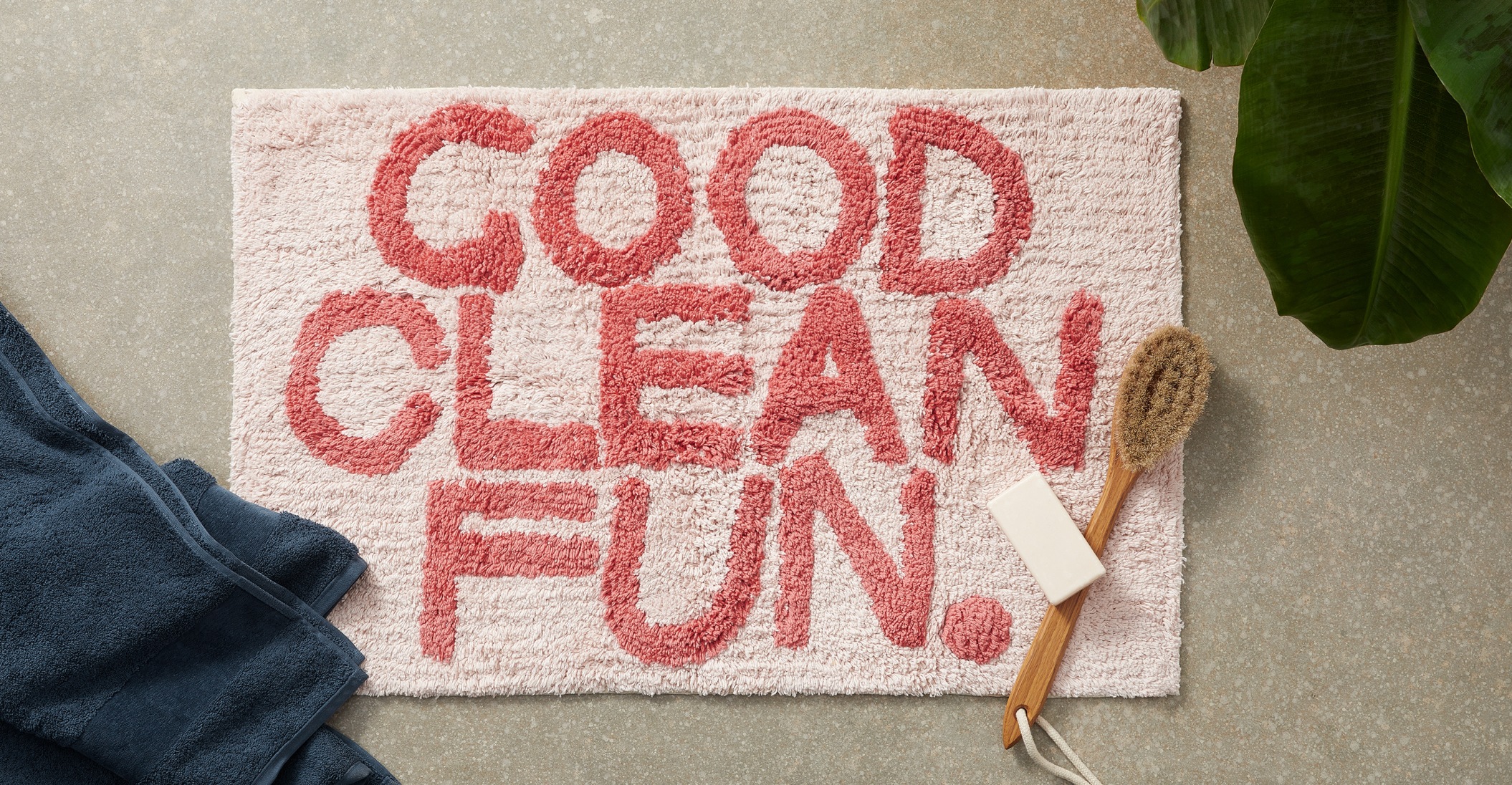 Good Clean Fun 100% cotton bath mat, pink