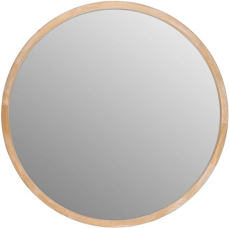 Wooden round wall mirror for the bathroom