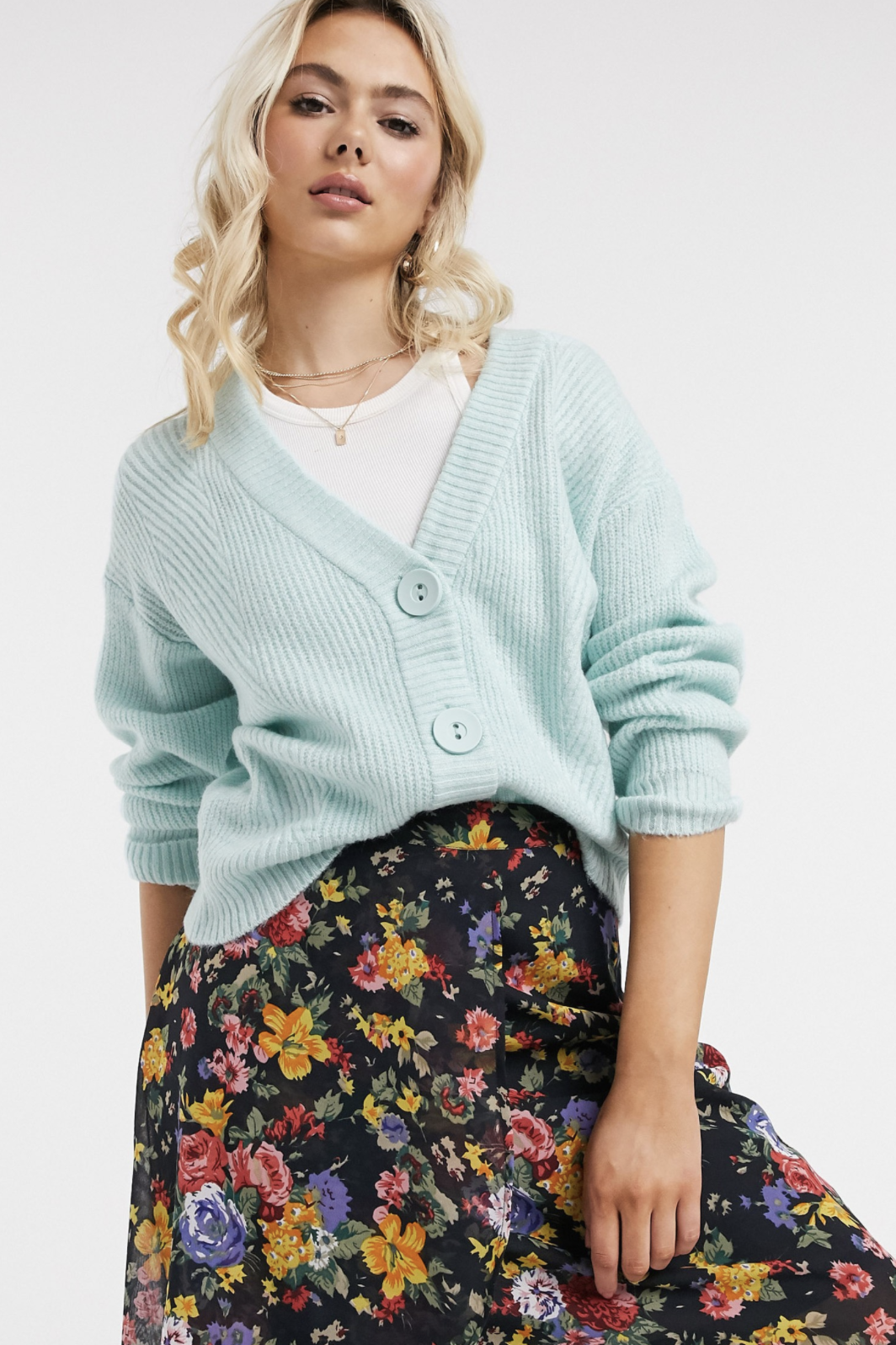 ASOS DESIGN® Mint Thick Stitch Cardigan