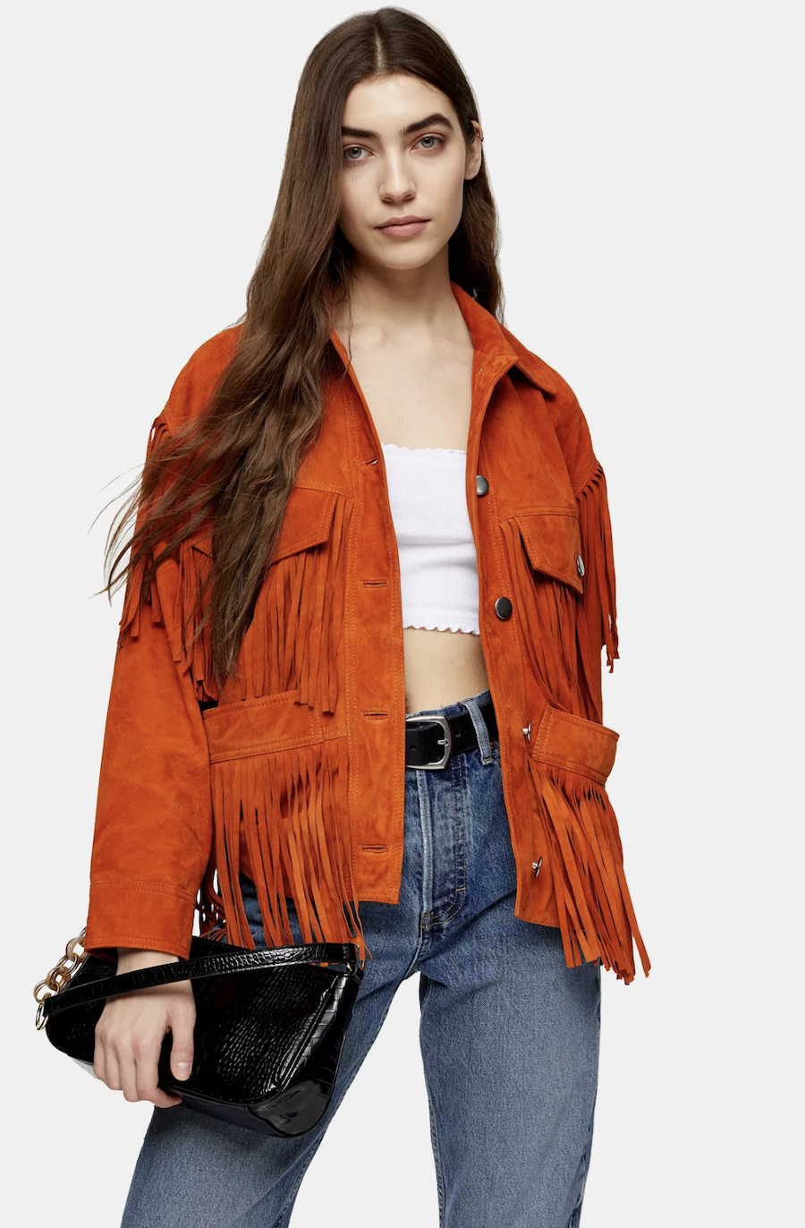 Fringed leather jacket