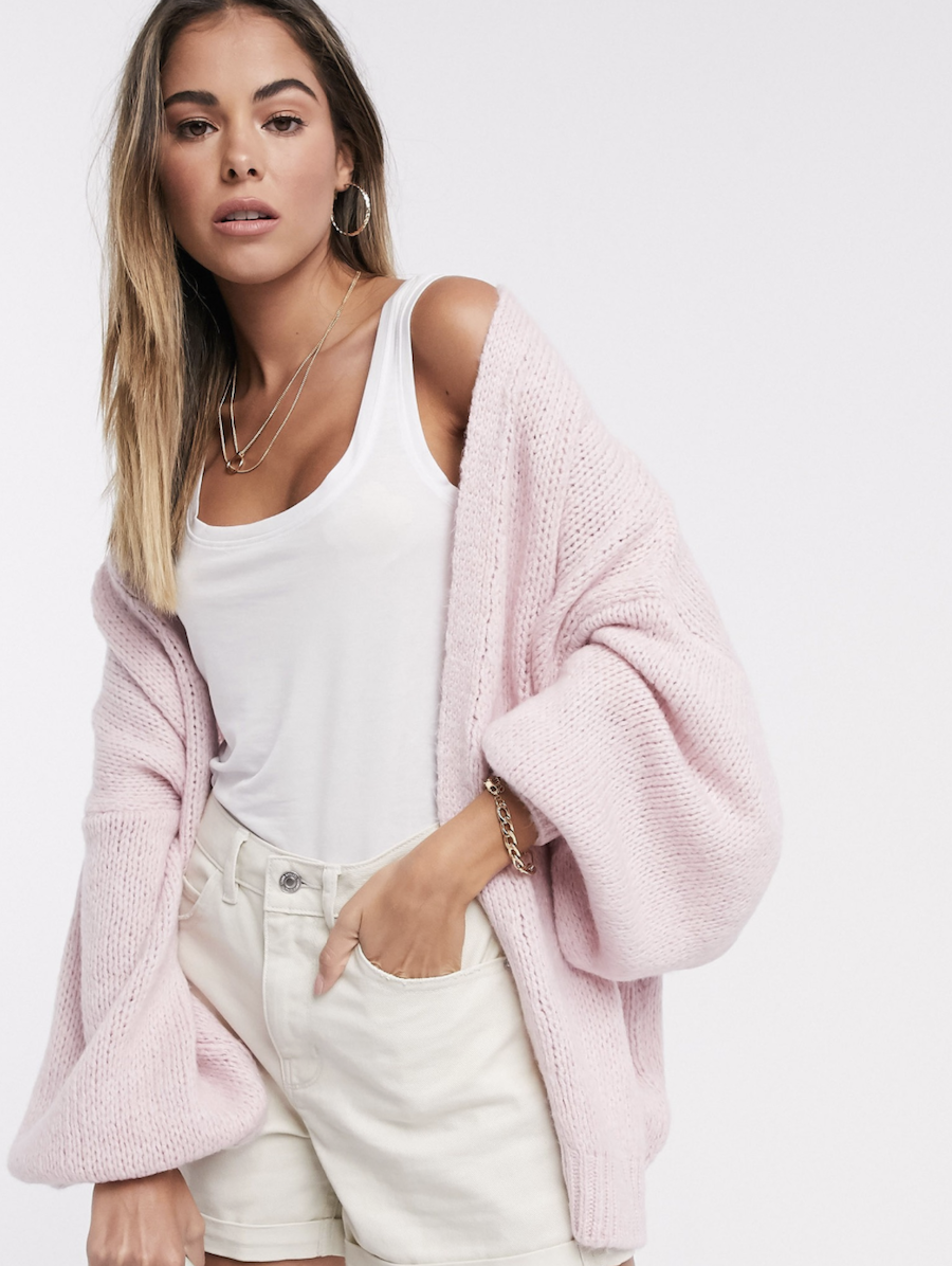 Extra large cardigan in light pink from ASOS DESIGN