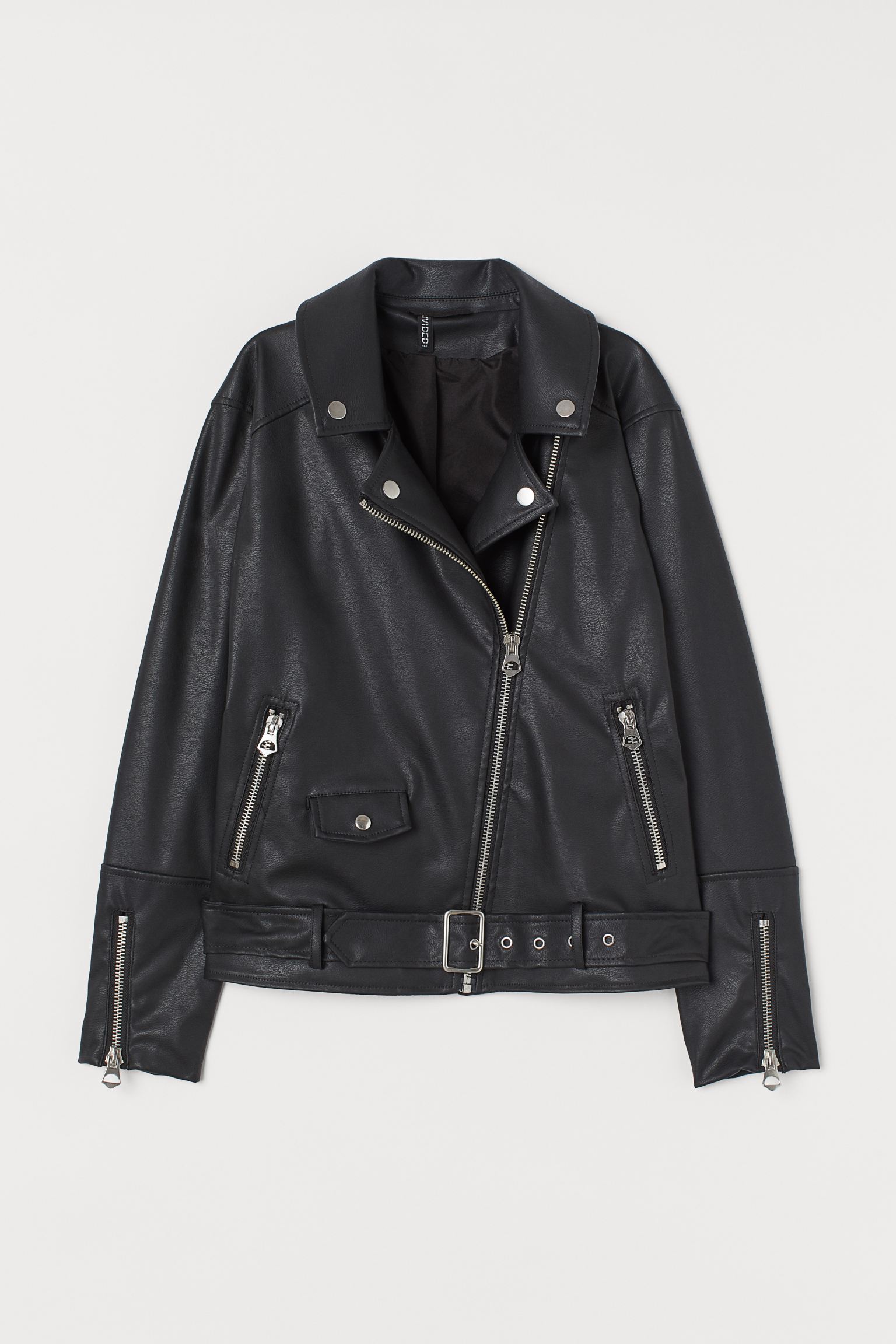 Fake leather biker jacket with oversize design