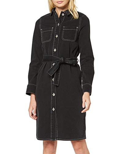 Amazon brand - find. Midi Women's Shirt Dress, black (WASHED BLACK), 38, Label: S